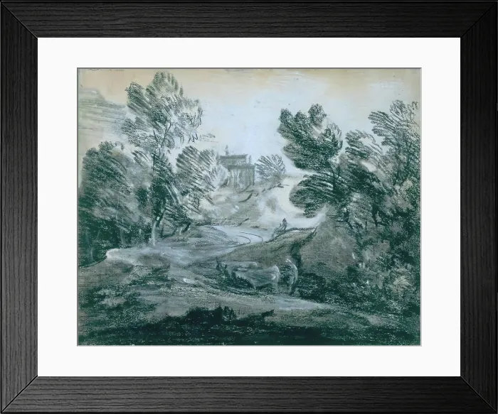 Framed Print : Winding Lane with Peasants and Cattle, 1770-1779. Creator: Thomas Gainsborough Framed Print : Winding Lane with Peasants and Cattle, 1770-1779. Creator: Thomas Gainsborough