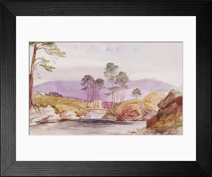 Framed Print : Landscape-Trees, Pond and Hills, c1840s. Creator: John Phillip Framed Print : Landscape-Trees, Pond and Hills, c1840s. Creator: John Phillip