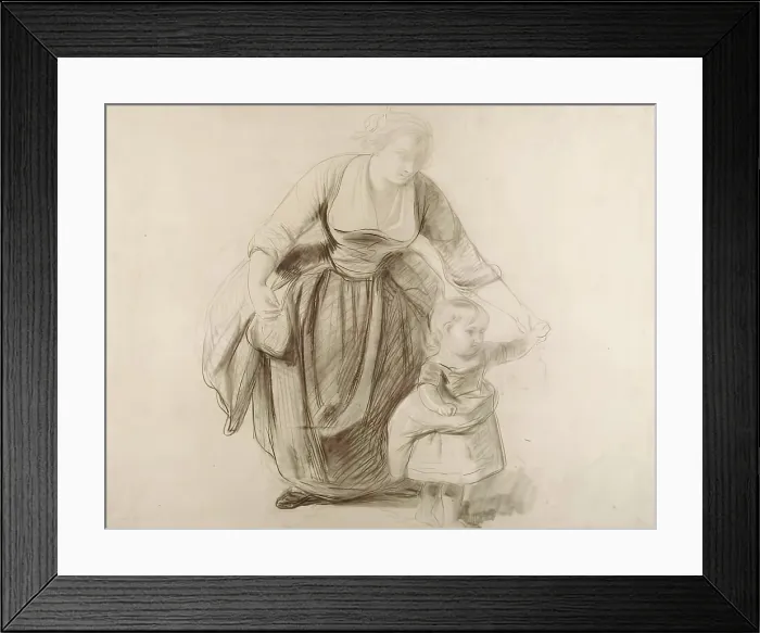 Framed Print : Mother and Child-Study for 'A Highland Interior' and verso Sketch for a Composition, 1855. Creator: John Phillip