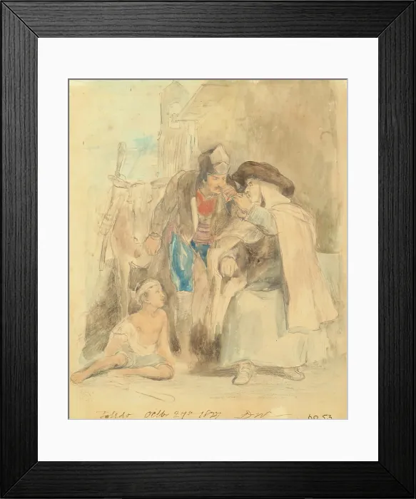 Framed Print : The Guerilla Taking Leave of his Confessor, 1827. Creator: David Wilkie