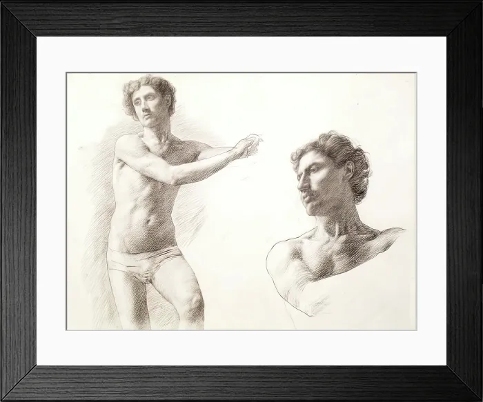 Framed Print : Figure Study and Head of Same, 1879. Creator: William Strang Framed Print : Figure Study and Head of Same, 1879. Creator: William Strang
