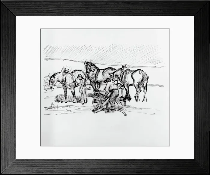 Framed Print : Ploughing on the Downs, c1907. Creator: Robert Polhill Bevan Framed Print : Ploughing on the Downs, c1907. Creator: Robert Polhill Bevan