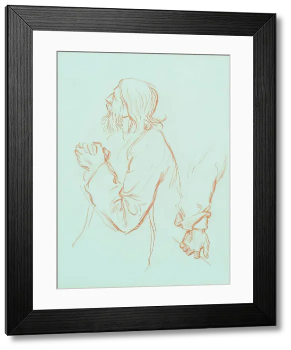 Framed Print : Study of an Old Man with Clasped Hands, c1840-1900. Creator: George Frederick Watts Framed Print : Study of an Old Man with Clasped Hands, c1840-1900. Creator: George Frederick Watts