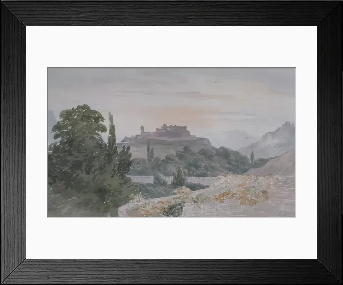 Framed Print : Italian Landscape with Hilltop Village, 1825. Creator: James William Giles Framed Print : Italian Landscape with Hilltop Village, 1825. Creator: James William Giles