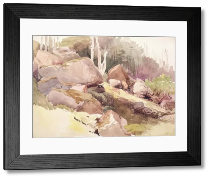 Framed Print : Boulders on a Hillside, c1840s. Creator: John Phillip Framed Print : Boulders on a Hillside, c1840s. Creator: John Phillip