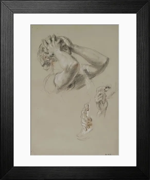 Framed Print : Head with Hands hiding Face, Study of Hands, c1825-1849. Creator: William Allan Framed Print : Head with Hands hiding Face, Study of Hands, c1825-1849. Creator: William Allan