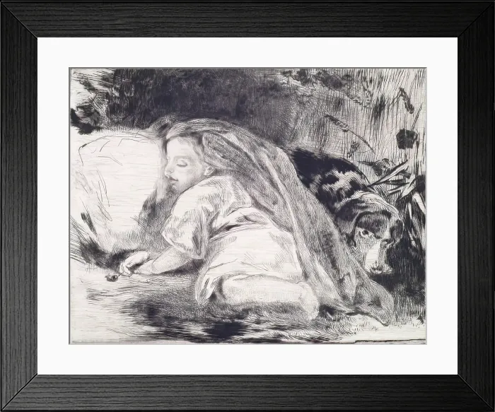 Framed Print : A Sleeping Child and Dog: Portrait of Agnes Paul, c1820s. Creator: Andrew Geddes Framed Print : A Sleeping Child and Dog: Portrait of Agnes Paul, c1820s. Creator: Andrew Geddes