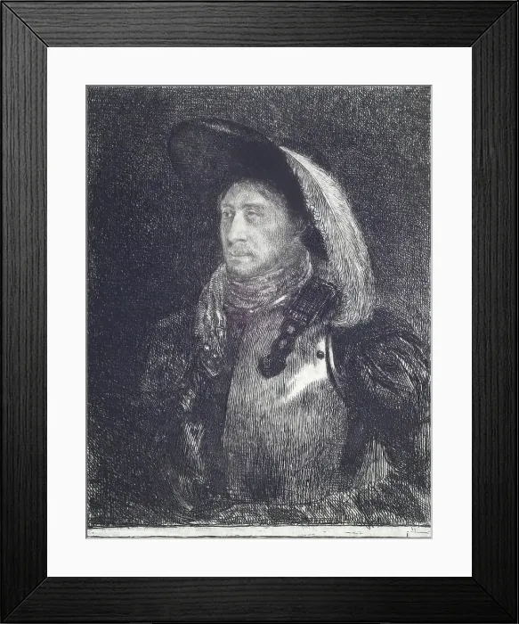Framed Print : A Man in Armour with Hat and Feather, 1827. Creator: Andrew Geddes Framed Print : A Man in Armour with Hat and Feather, 1827. Creator: Andrew Geddes