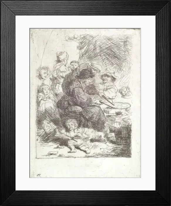 Framed Print : The Pancake Woman (after Rembrandt), (c1635), c1800-1842. Creator: Andrew Geddes Framed Print : The Pancake Woman (after Rembrandt), (c1635), c1800-1842. Creator: Andrew Geddes