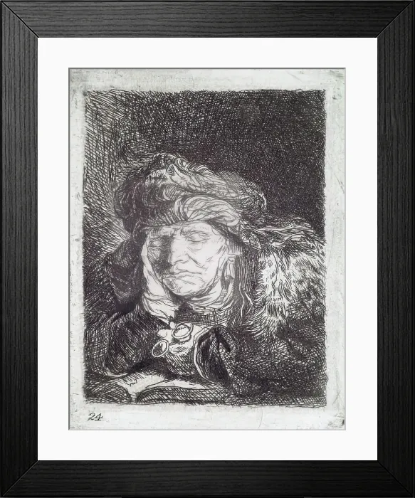 Framed Print : An Old Woman Asleep, (c1637), c1820s. Creator: Andrew Geddes Framed Print : An Old Woman Asleep, (c1637), c1820s. Creator: Andrew Geddes