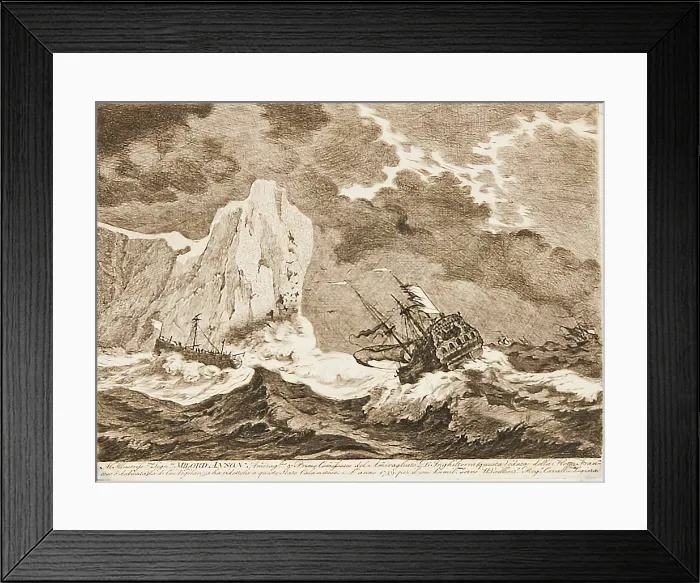 Framed Print : Ships of War in a Storm, 1750s-1770s Creator: William Baillie Framed Print : Ships of War in a Storm, 1750s-1770s Creator: William Baillie