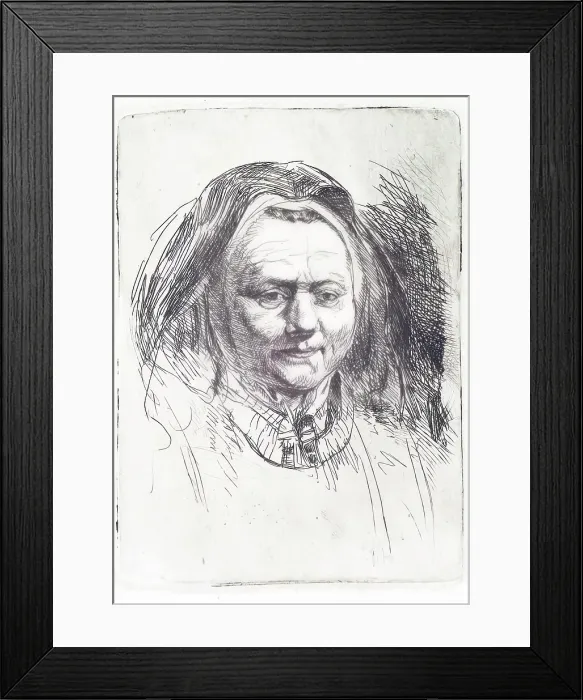 Framed Print : Head of an Old Woman (in the style of Rembrandt), (c1620s), c1820s. Creator: Andrew Geddes Framed Print : Head of an Old Woman (in the style of Rembrandt), (c1620s), c1820s. Creator: Andrew Geddes