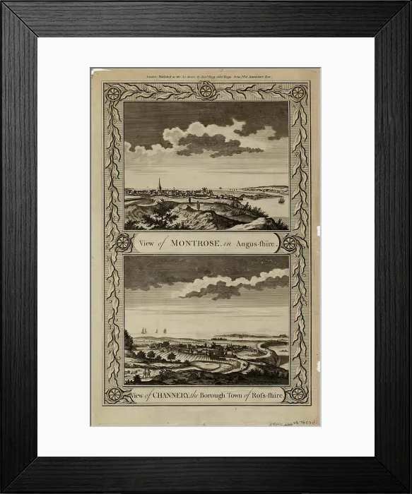 Framed Print : View of Montrose in Angus-shire and View of Channenry, the Borough Town of Ross-shire. Creator: Alexander Hogg Framed Print : View of Montrose in Angus-shire and View of Channenry, the Borough Town of Ross-shire. Creator: Alexander Hogg