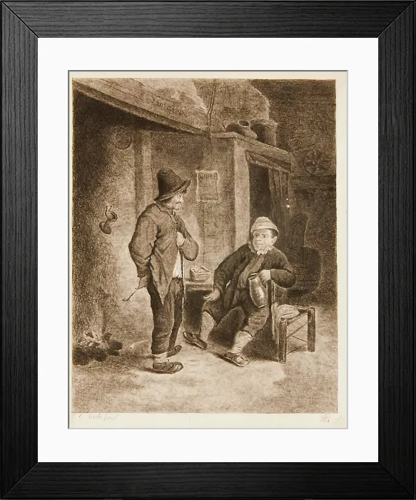 Framed Print : Interior of a Tavern, with two peasants, (c1645), 1780s Creator: William Baillie Framed Print : Interior of a Tavern, with two peasants, (c1645), 1780s Creator: William Baillie