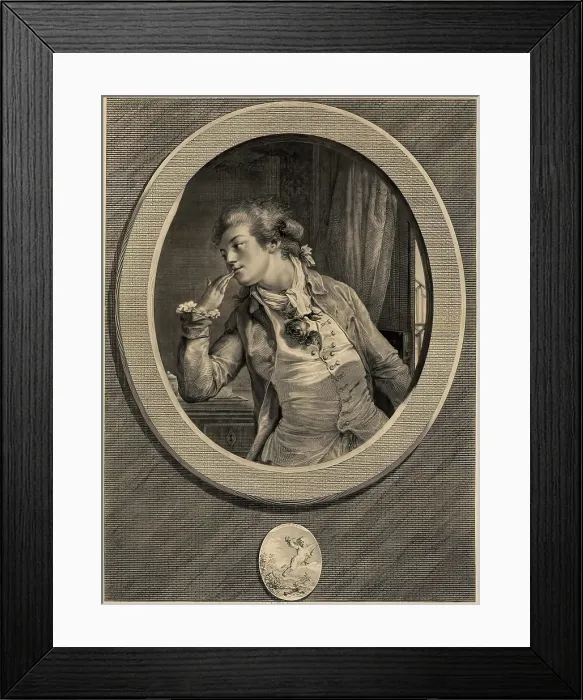 Framed Print : Il Emporte la Rosa. Creator: Augustin de Saint-Aubin Framed Print : Il Emporte la Rosa. Creator: Augustin de Saint-Aubin