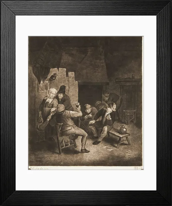 Framed Print : Interior of a Tavern with a Company of Six Men, a Woman and a Child, (c1660s), c1774. Creator: William Baillie Framed Print : Interior of a Tavern with a Company of Six Men, a Woman and a Child, (c1660s), c1774. Creator: William Baillie