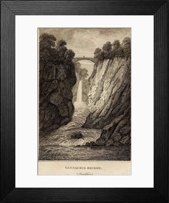 Framed Print : Gannachie Bridge, near Edzell, Angus. 1801. Creator: James Fittler Framed Print : Gannachie Bridge, near Edzell, Angus. 1801. Creator: James Fittler