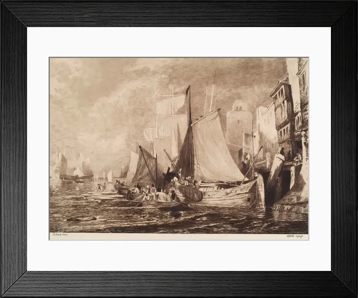 Framed Print : Canal Scene with Shipping, (c1820s), c1880s. Creator: William Brassey Hole