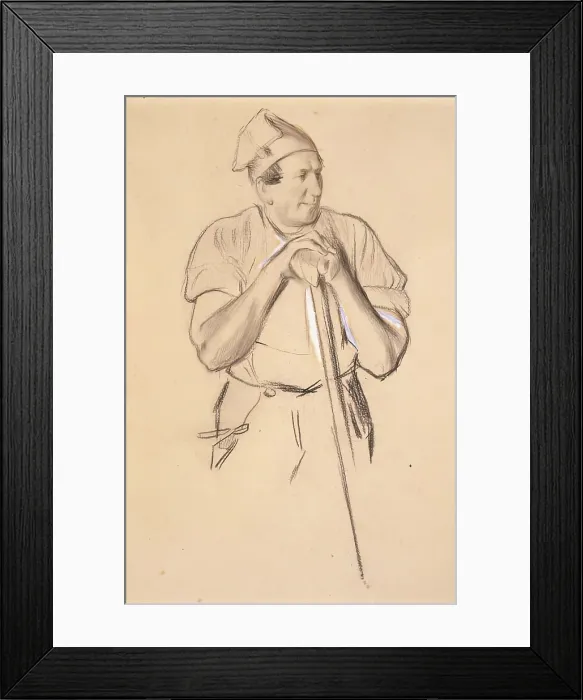 Framed Print : Study of a Fisherman verso:Study of a Girl In Mid-Victorian Dress, 1850-1891. Creator: Charles Samuel Keene Framed Print : Study of a Fisherman verso:Study of a Girl In Mid-Victorian Dress, 1850-1891. Creator: Charles Samuel Keene