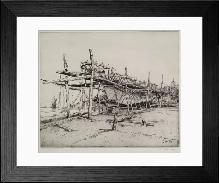 Framed Print : High Noon in the Boat Yard, Rye, 1909. Creator: Martin Hardie Framed Print : High Noon in the Boat Yard, Rye, 1909. Creator: Martin Hardie