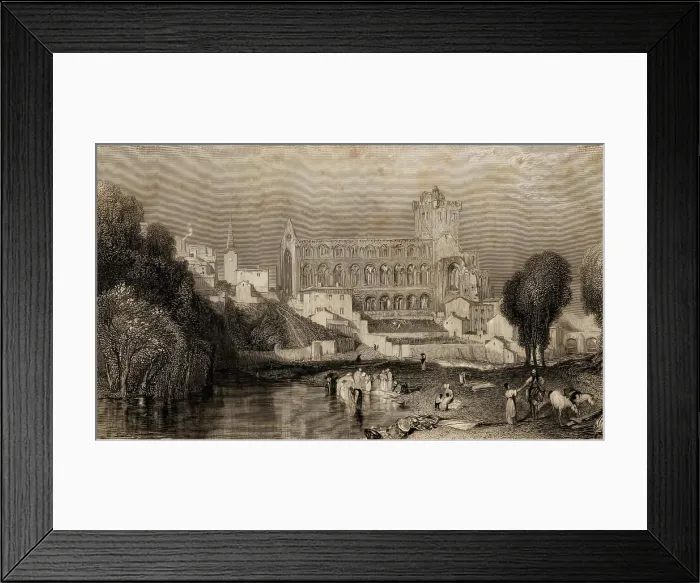 Framed Print : Jedburgh Abbey, 1833. Creator: Robert Brandard Framed Print : Jedburgh Abbey, 1833. Creator: Robert Brandard