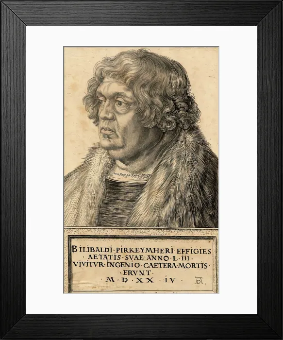 Framed Print : Portrait of Bilibald Pirkeymheir, 1524. Creator: Albrecht Durer Framed Print : Portrait of Bilibald Pirkeymheir, 1524. Creator: Albrecht Durer