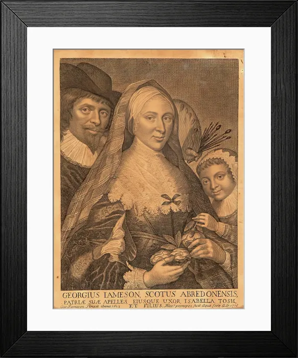 Framed Print : Portrait of George Jamesone with his wife Isabella Tosh and son Alexander, 1623. Creator: George Jamesone Framed Print : Portrait of George Jamesone with his wife Isabella Tosh and son Alexander, 1623. Creator: George Jamesone