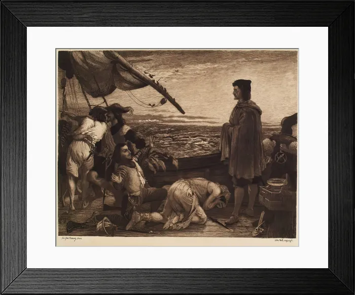 Framed Print : Dawn Revealing the New World to Columbus, (c1852), c1900s. Creator: William Brassey Hole Framed Print : Dawn Revealing the New World to Columbus, (c1852), c1900s. Creator: William Brassey Hole