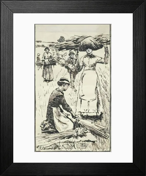 Framed Print : Gleaners, 1882. Creator: George Clausen Framed Print : Gleaners, 1882. Creator: George Clausen