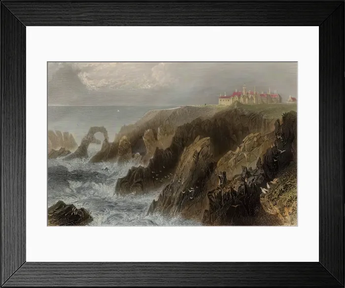 Framed Print : Slaines Castle, Peterhead (View Of Castle From The North), c1830s-1850s. Creators: Unknown, Robert Brandard Framed Print : Slaines Castle, Peterhead (View Of Castle From The North), c1830s-1850s. Creators: Unknown, Robert Brandard