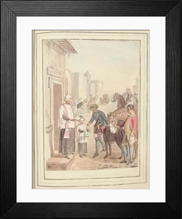 Framed Print : Blessing the Beasts at Rome, leaf from A Collection of Dresses by David Allan Mostly... 1776 Framed Print : Blessing the Beasts at Rome, leaf from A Collection of Dresses by David Allan Mostly... 1776
