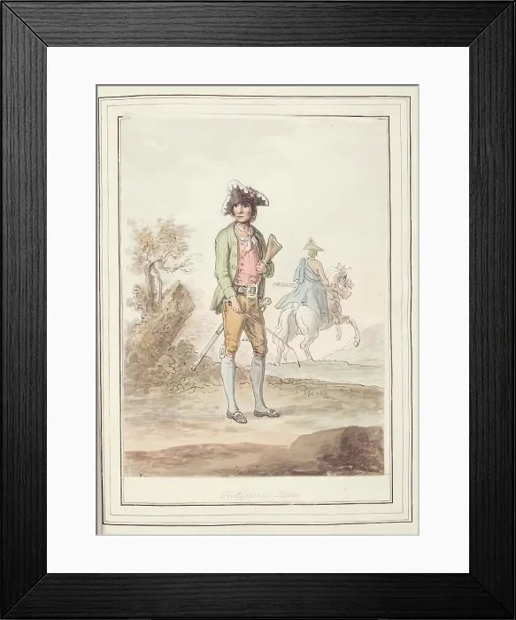 Framed Print : Thief Catcher, Rome, leaf from A Collection of Dresses by David Allan Mostly from Nature, 1776