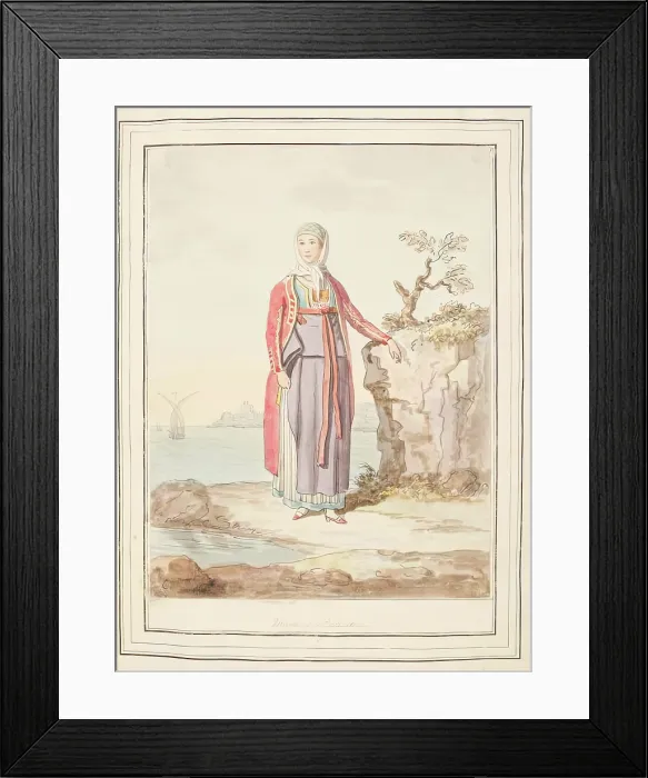 Framed Print : Maid of Procida, leaf from A Collection of Dresses by David Allan Mostly from Nature, 1776 Framed Print : Maid of Procida, leaf from A Collection of Dresses by David Allan Mostly from Nature, 1776