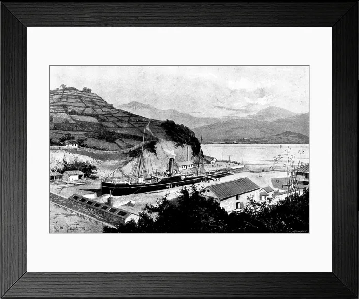 Framed Print : The War in Eastern Asia: the Mitsubishi Dock at Nagasaki... 1895. Creator: George Meisenbach