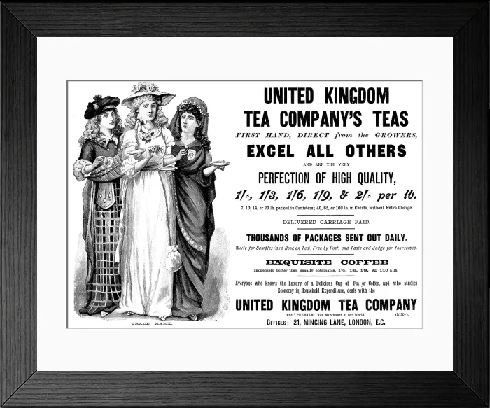 Framed Print : Advertisement for the United Kingdom Tea Company, 1895. Creator: Unknown Framed Print : Advertisement for the United Kingdom Tea Company, 1895. Creator: Unknown