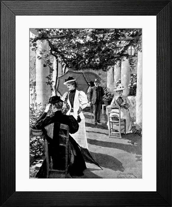 Framed Print : Adam Johnstone's Son:Clare and her mother had established themselves...on the terrace... 1895 Framed Print : Adam Johnstone's Son:Clare and her mother had established themselves...on the terrace... 1895