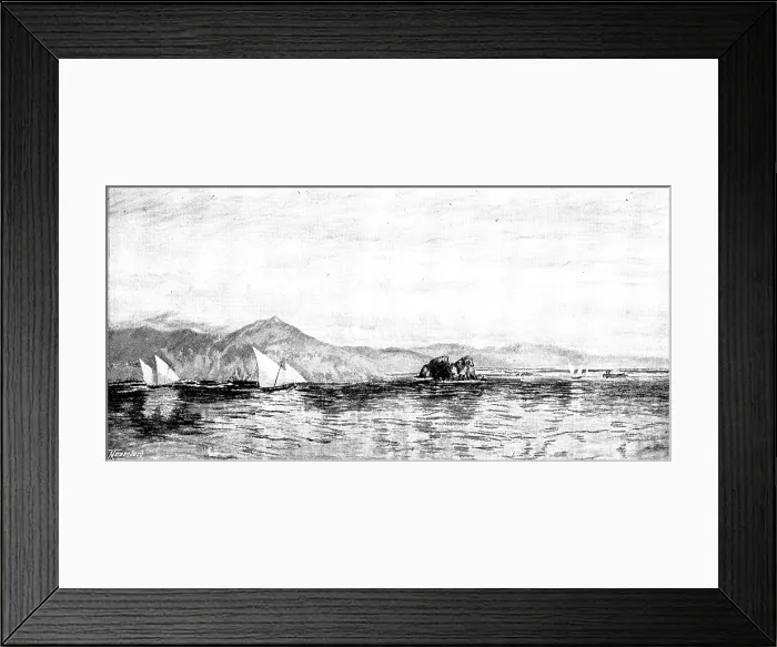 Framed Print : Pictures from the Royal Academy: The Isles of the Sirens - J. Brett, A.R.A. 1895. Creator: George Meisenbach Framed Print : Pictures from the Royal Academy: The Isles of the Sirens - J. Brett, A.R.A. 1895. Creator: George Meisenbach