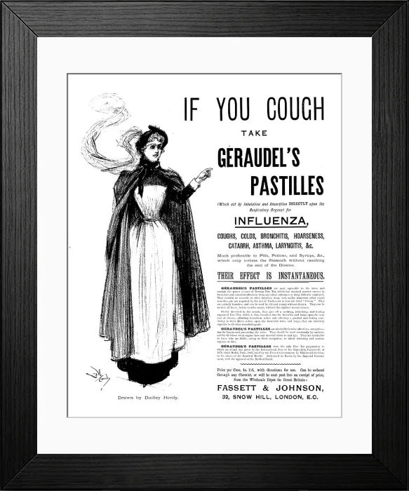 Framed Print : Advertisement for Geraudel's Pastilles, 1895. Creator: Dudley Hardy. Advertisement for Geraudel's Pastilles, 1895. Creator: Dudley Hardy Framed Print : Advertisement for Geraudel's Pastilles, 1895. Creator: Dudley Hardy. Advertisement for Geraudel's Pastilles, 1895. Creator: Dudley Hardy