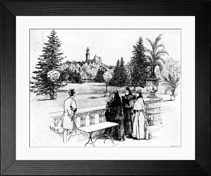 Framed Print : The Queen's Visit to...Friedrichshof: Her Majesty on the Castle terrace, 1895 Framed Print : The Queen's Visit to...Friedrichshof: Her Majesty on the Castle terrace, 1895