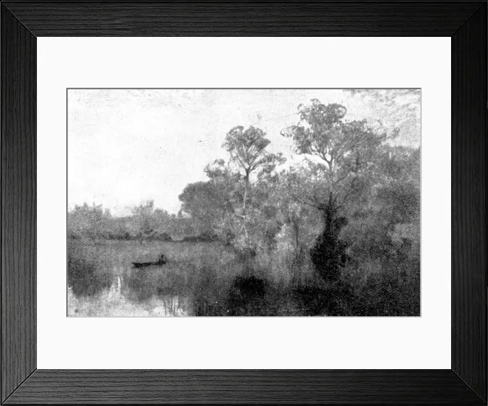 Framed Print : Pictures from the Royal Academy: Autumn Haze - A. East, 1895. Creator: George Meisenbach Framed Print : Pictures from the Royal Academy: Autumn Haze - A. East, 1895. Creator: George Meisenbach