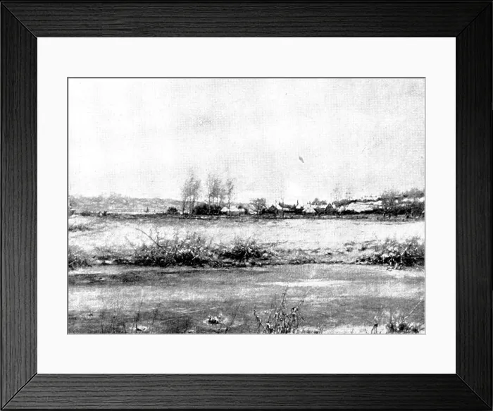 Framed Print : Pictures from the Royal Academy; Sunrise after Sharp Frost: Suffolk - G. H. Boughton, A.R.A. 1895. Creator: George Meisenbach Framed Print : Pictures from the Royal Academy; Sunrise after Sharp Frost: Suffolk - G. H. Boughton, A.R.A. 1895. Creator: George Meisenbach