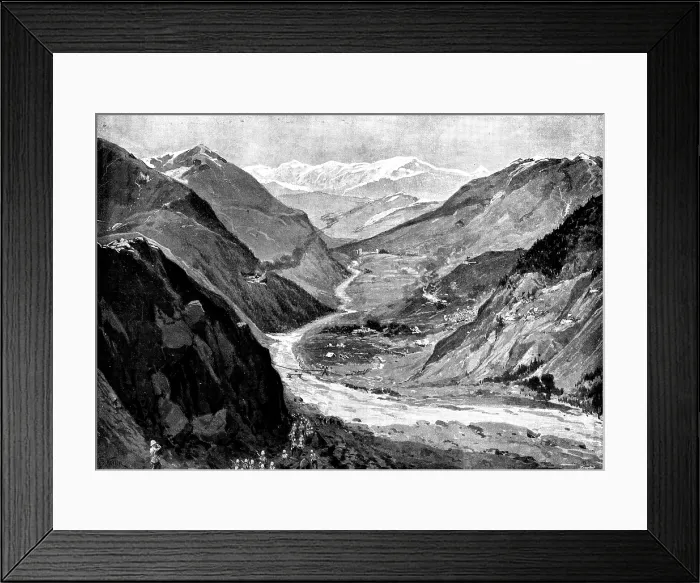 Framed Print : Chitral Expedition: entrance into Bajur, Valley of Panjkora River, contested by Umra Khan... 1895. Creator: George Meisenbach Framed Print : Chitral Expedition: entrance into Bajur, Valley of Panjkora River, contested by Umra Khan... 1895. Creator: George Meisenbach
