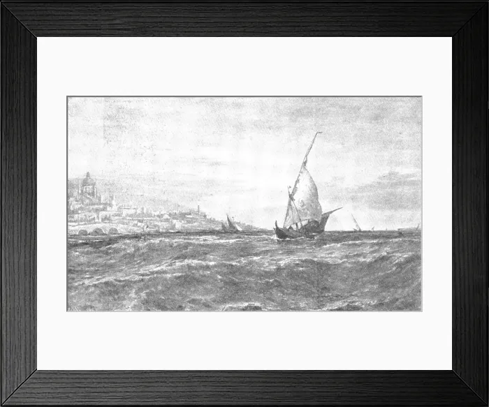 Framed Print : Pictures from the Royal Academy: Entrance to the Harbour of Genoa - E. Hayes, 1895. Creator: George Meisenbach Framed Print : Pictures from the Royal Academy: Entrance to the Harbour of Genoa - E. Hayes, 1895. Creator: George Meisenbach