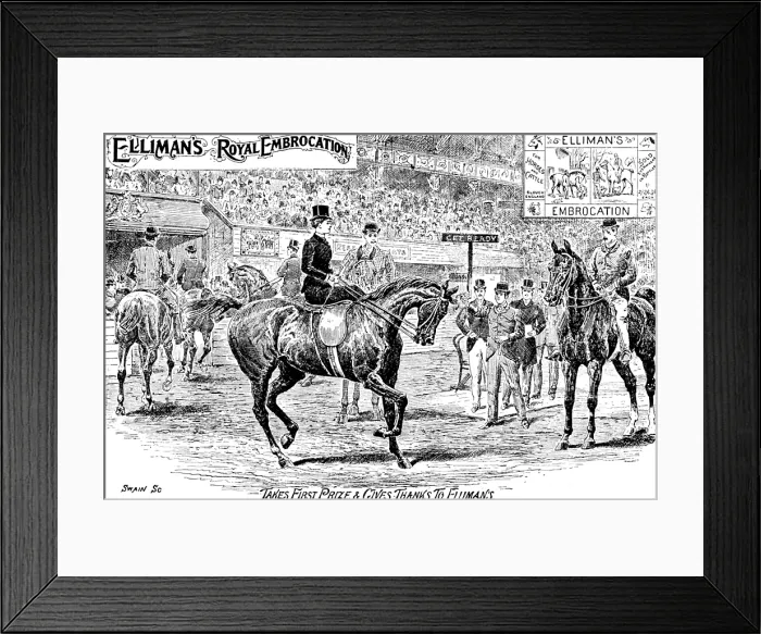 Framed Print : Advertisement for Elliman's Royal Embrocation, 1895. Creator: Joseph Swain. Advertisement for Elliman's Royal Embrocation, 1895. Creator: Joseph Swain Framed Print : Advertisement for Elliman's Royal Embrocation, 1895. Creator: Joseph Swain. Advertisement for Elliman's Royal Embrocation, 1895. Creator: Joseph Swain