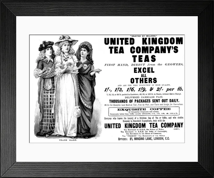 Framed Print : Advertisement for the United Kingdom Tea Company, 1895. Creator: Unknown Framed Print : Advertisement for the United Kingdom Tea Company, 1895. Creator: Unknown