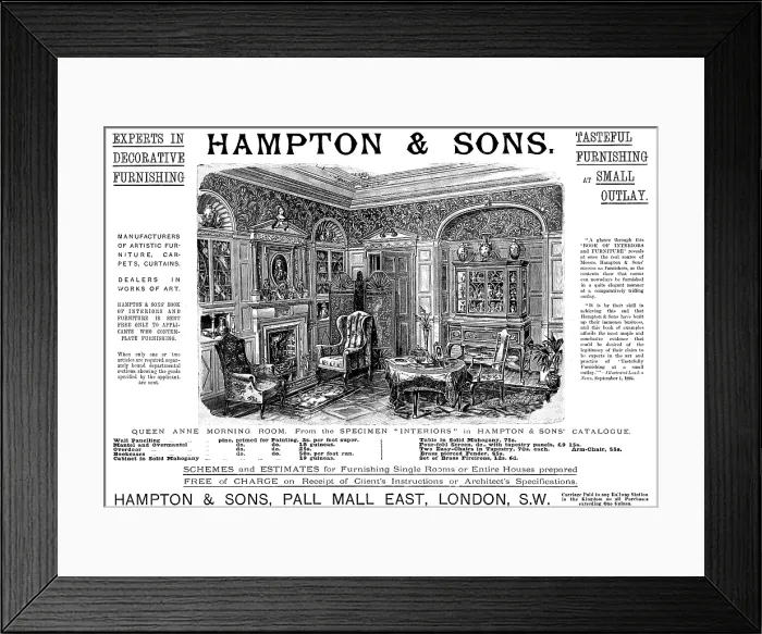 Framed Print : Advertisement for Hampton & Sons, furniture, 1895. Creator: Unknown Framed Print : Advertisement for Hampton & Sons, furniture, 1895. Creator: Unknown