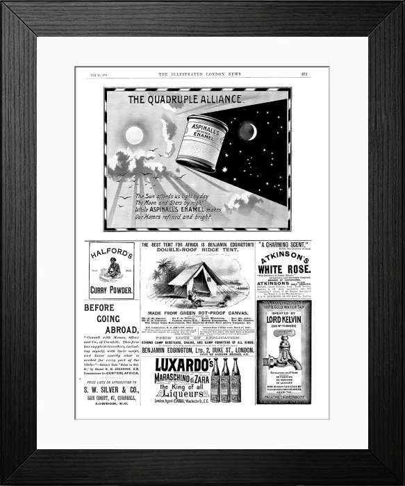 Framed Print : Page of advertisements, 1895. Creator: Unknown Framed Print : Page of advertisements, 1895. Creator: Unknown