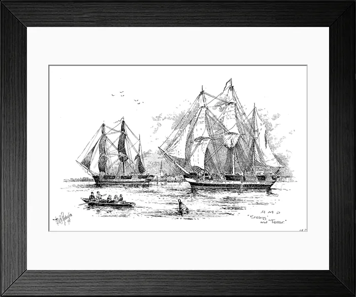 Framed Print : The Franklin Celebration: the Franklin Expedition - H.M.S 'Erebus' and 'Terror', 1895. Creator: Carl Hentschel Framed Print : The Franklin Celebration: the Franklin Expedition - H.M.S 'Erebus' and 'Terror', 1895. Creator: Carl Hentschel