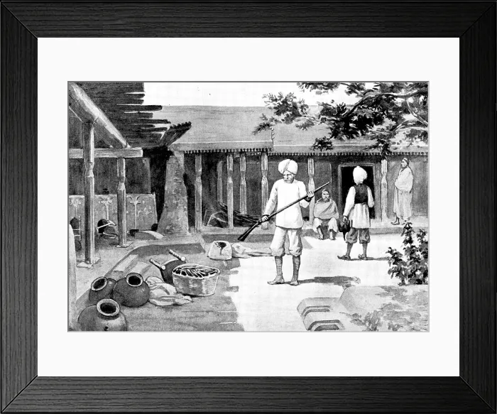 Framed Print : Sketches in Chitral: interior of a headman's house in Mian-Kili, 1895. Creator: George Meisenbach. Sketches in Chitral: interior of a headman's house in Mian-Kili, 1895 Framed Print : Sketches in Chitral: interior of a headman's house in Mian-Kili, 1895. Creator: George Meisenbach. Sketches in Chitral: interior of a headman's house in Mian-Kili, 1895