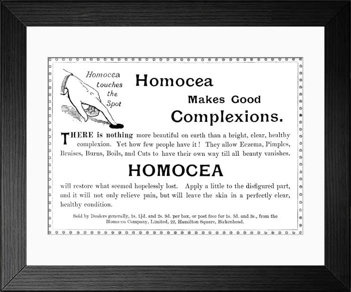 Framed Print : Advertisement for Homocea, 1895. Creator: Unknown Framed Print : Advertisement for Homocea, 1895. Creator: Unknown